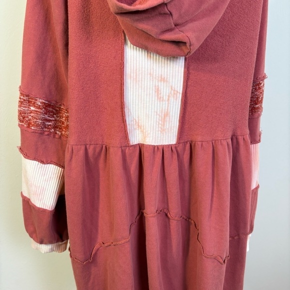 POL Boho Multimedia Tiered Tie Dye Inset Zip Tunic Hooded Jacket Hoodie BWT845 S - Picture 12 of 16